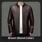 Men's Classic PU Leather Jacket with Zipper Front