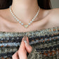 Elegant Pearl Heart Choker Necklace