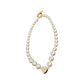 Elegant Pearl Heart Choker Necklace
