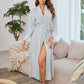 Women's V-Neck Lace Long Sleeve Bathrobe