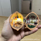 🏠Walnut Shell Doll House--mini library, tiny World inside walnuts